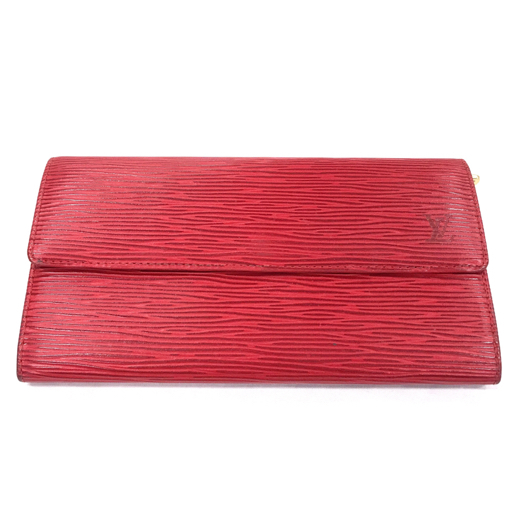 1円 ルイヴィトン LOUIS VUITTON エピ ポシェットポルトモネクレディ M63577 レッド系 二つ折り 長財布