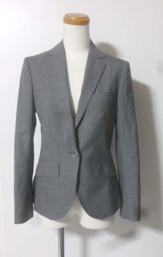 お得，人気 ザスーツカンパニー/THE SUIT COMPANY she 36 ストライプグレー 一つボタン 背抜きセットアップスーツ ジャケット+パンツは2枚 Fintes使用(パンツスーツ一般)｜売買されたオークション情報、yahooの パンツスーツ一般