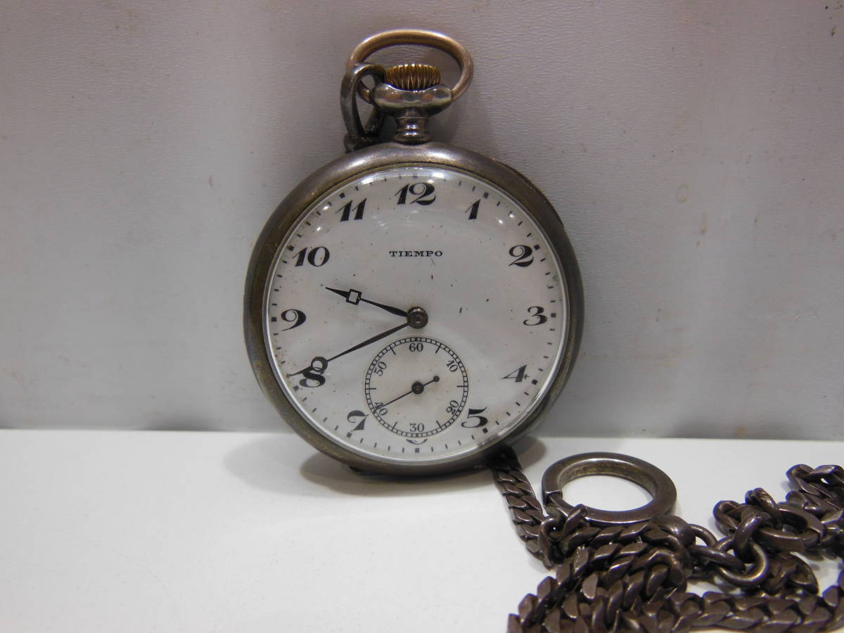 数量限定，限定SALE】 ☆動作品☆#35932 TIEMPO テンポ 手巻き懐中時計 