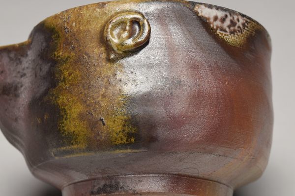 【 鷹取 閑山 造 備前焼 耳付 泡瓶 共箱 】 煎茶道具 茶器 茶具 急須 宝瓶