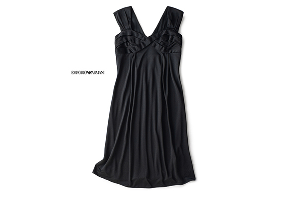 美品☆エンポリオアルマーニ7万☆38size/9号☆シルク混ワンピース黒A367