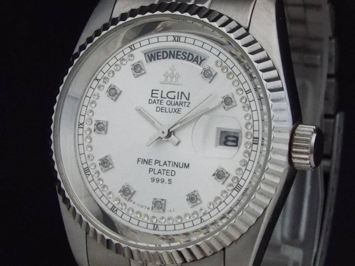 ELGIN DATE エルジン DELUXE QUARTZ クォーツ FK284 デラックス メンズ 