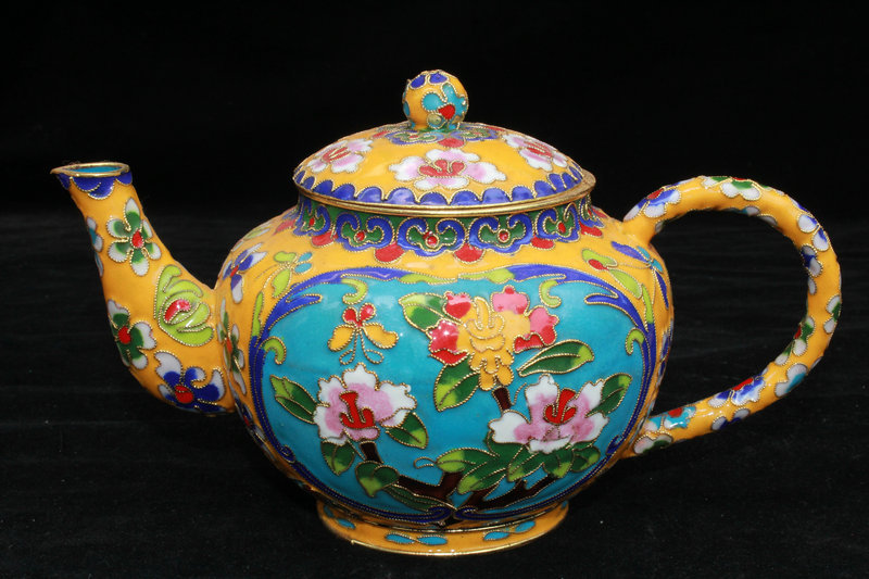 ID132》煎茶道具 銅製 竹節細工茶托五客 モール造 初だし品 流煎茶道具