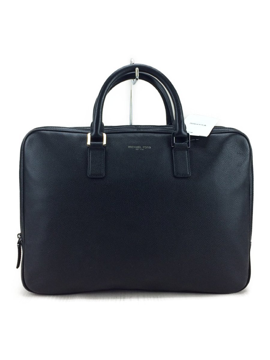 MICHAEL KORS ブラック ビジネスバッグ MICHAEL KORS◇ブリーフケース/レザー/ブラック/無地 メンズバッグ