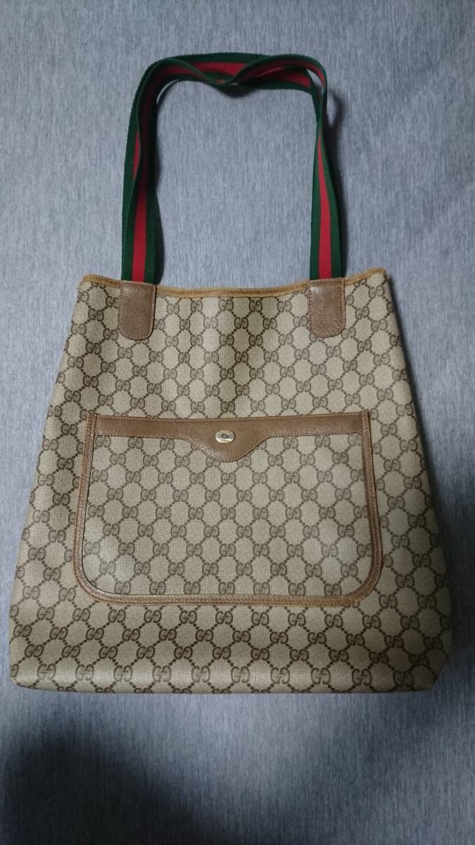 □GUCCI グッチ プラス トートバッグ オールドグッチ シェリーライン