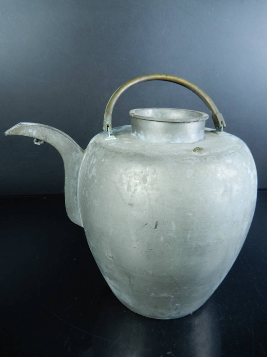 中国古玩 唐物 錫製 銚子 急須 美術品（煎茶壷茶心壷急須酒器）H9276
