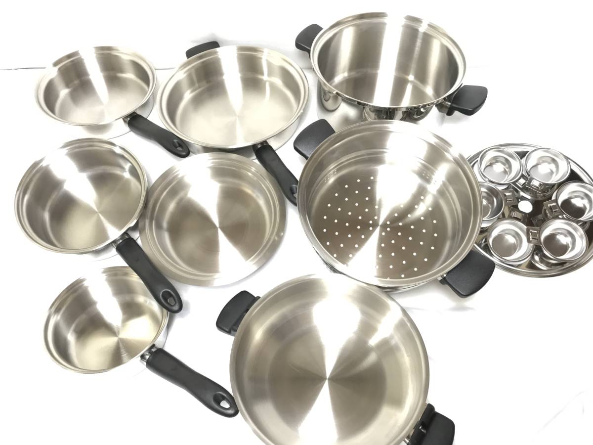 【中古美品】アムウェイ Amway クィーンクック ウェア 21ピースセット ※大ソースパン欠品☆ 鍋 現行品 AM4744QNU