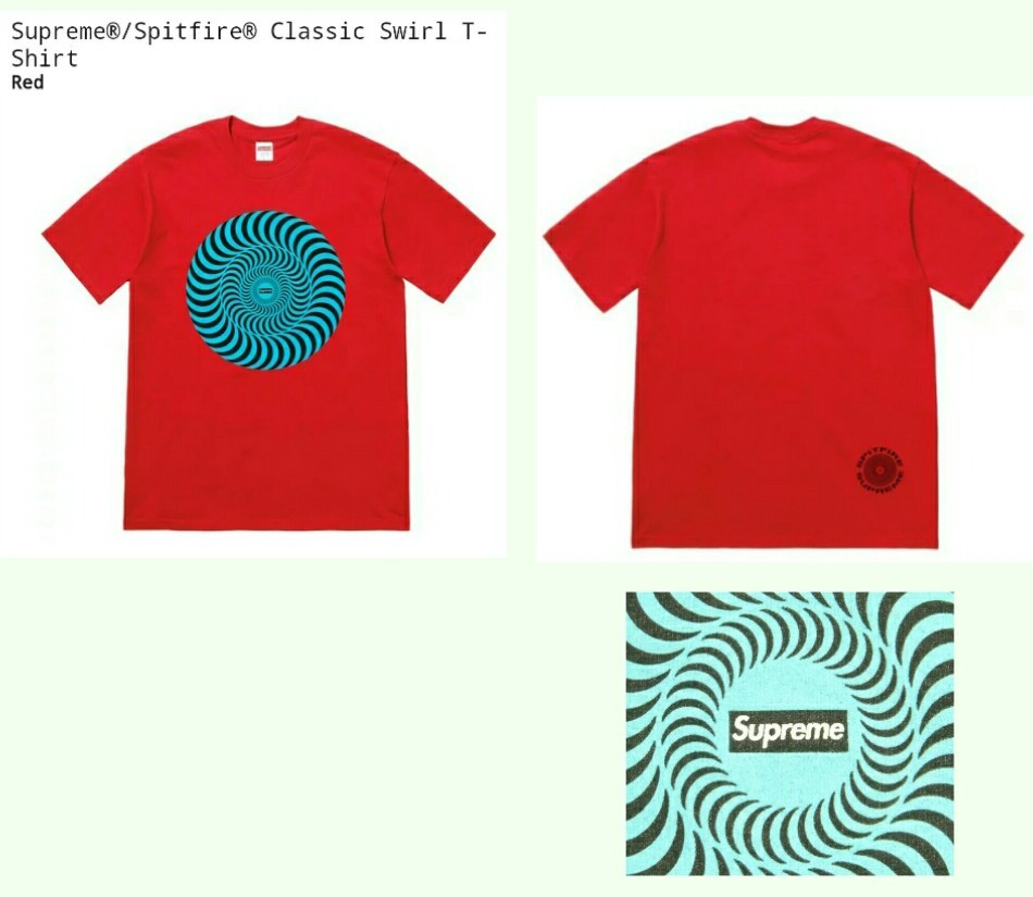 新作入荷，格安 シュプリーム Spitfire Classic Swirl T-Shirt 国内正規品 Sサイズ 半タグ付 supreme 18ss Red 赤 レアカラー(Sサイズ以下)｜売買されたオークション情報、yahooの商品情報をアーカイブ公開 - オークファン 男性用