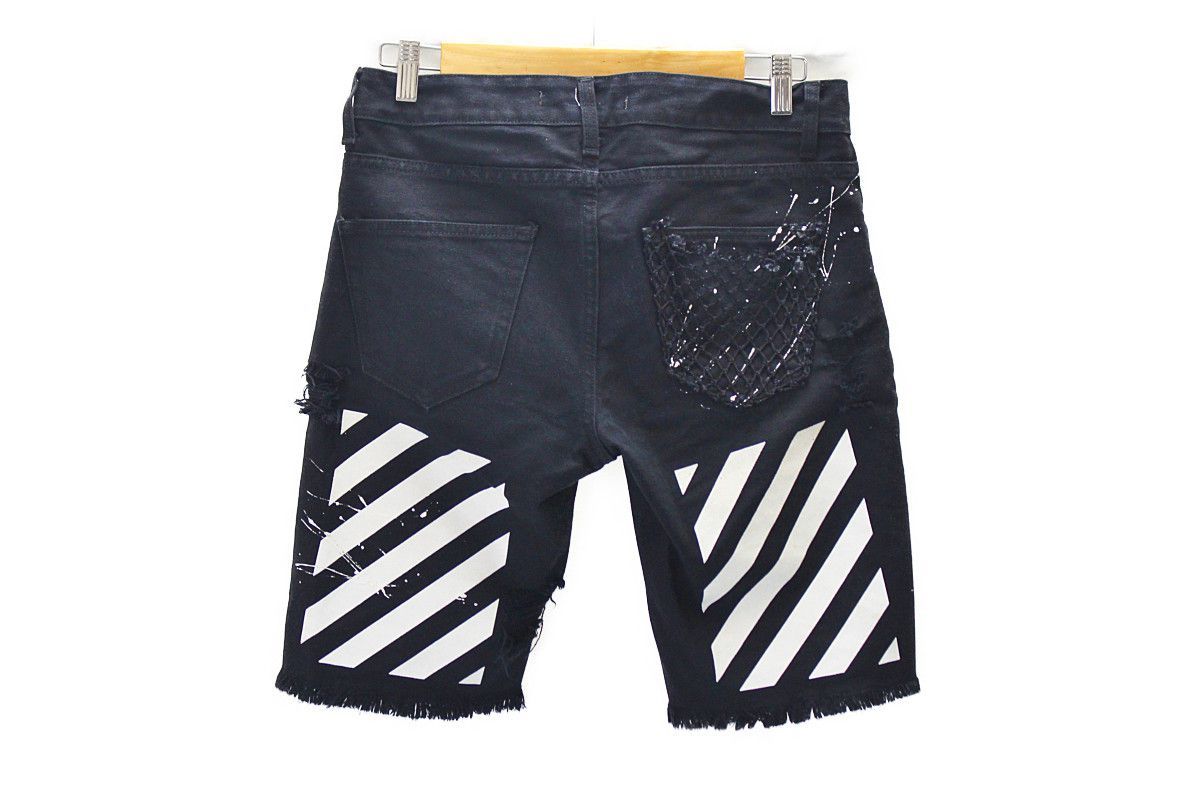 OFF WHITE オフホワイト ペンキダメージデニムパンツ ブラック 