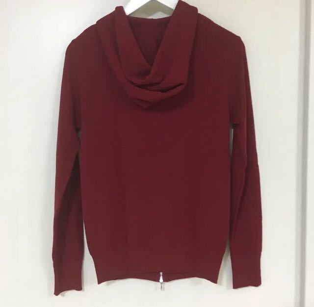 【極美品/定価3.5万円】Letroyes(ルトロワ)ウールソリッドニットパーカー RENE M レッド 国内正規品 送料無料/ザノーネ クルチアーニ 44 46