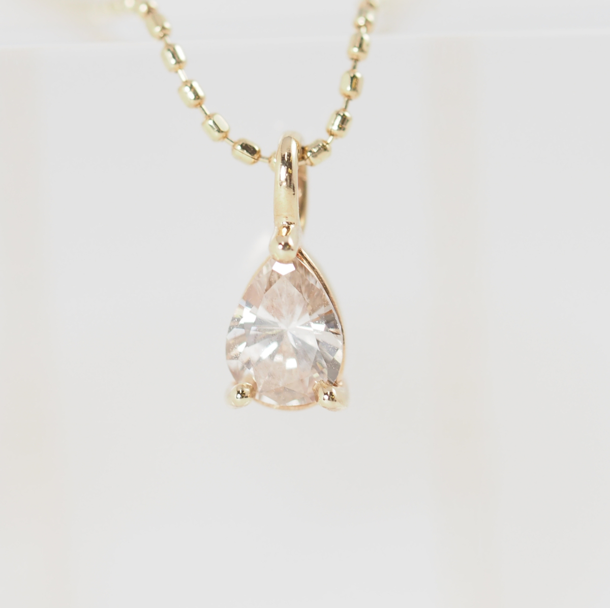 再値下げ　agete アガット ペアシェイプ ダイヤモンド0.21ct K10YG ネックレス [17754]