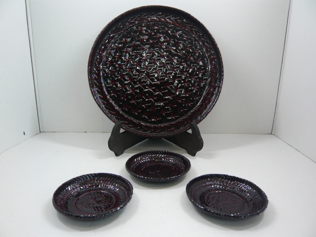 ★籃胎漆器★お盆・菓子皿3枚★全4点セット★_1