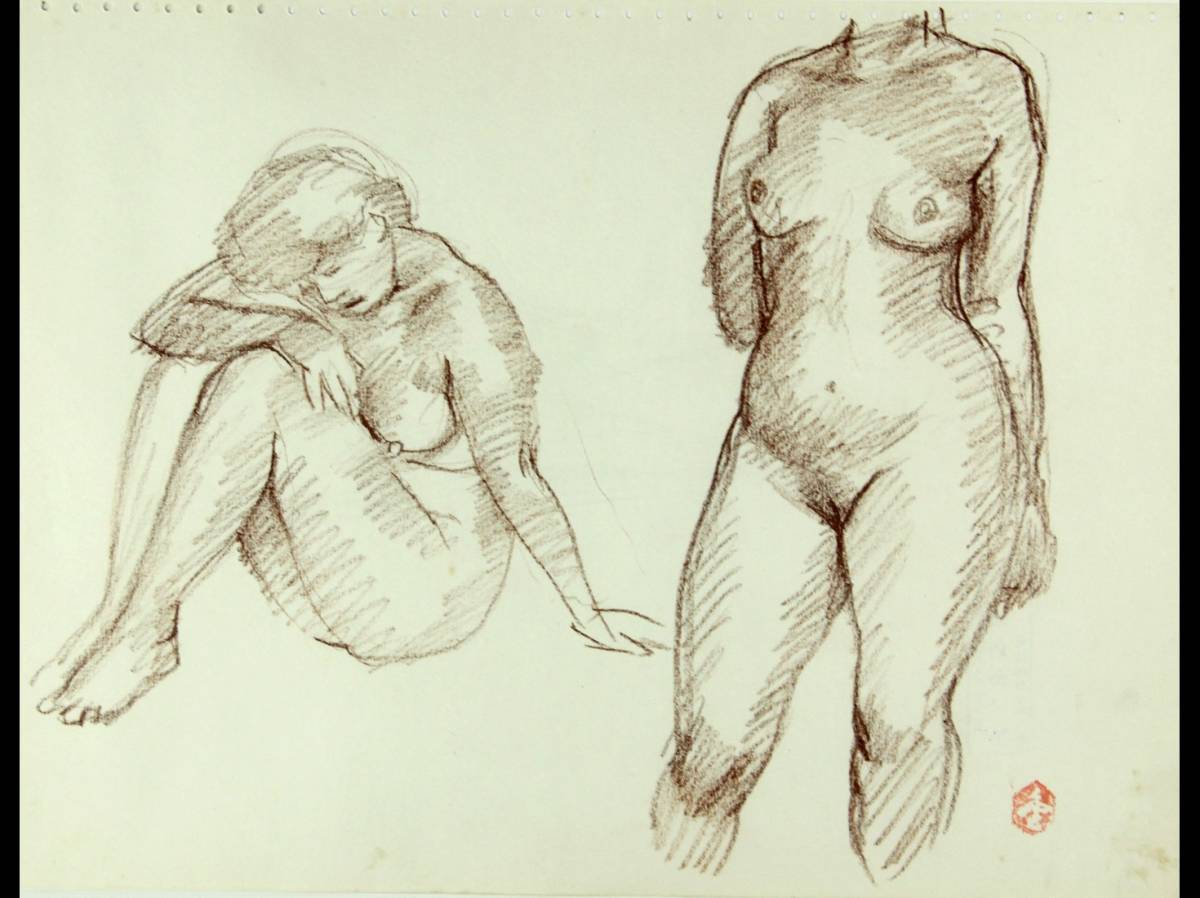 福島金一郎 裸婦 デッサン 二科会理事 コンテデッサン 額装 K 3 10fb50 1 パステル画 クレヨン画 売買されたオークション情報 Yahooの商品情報をアーカイブ公開 オークファン Aucfan Com