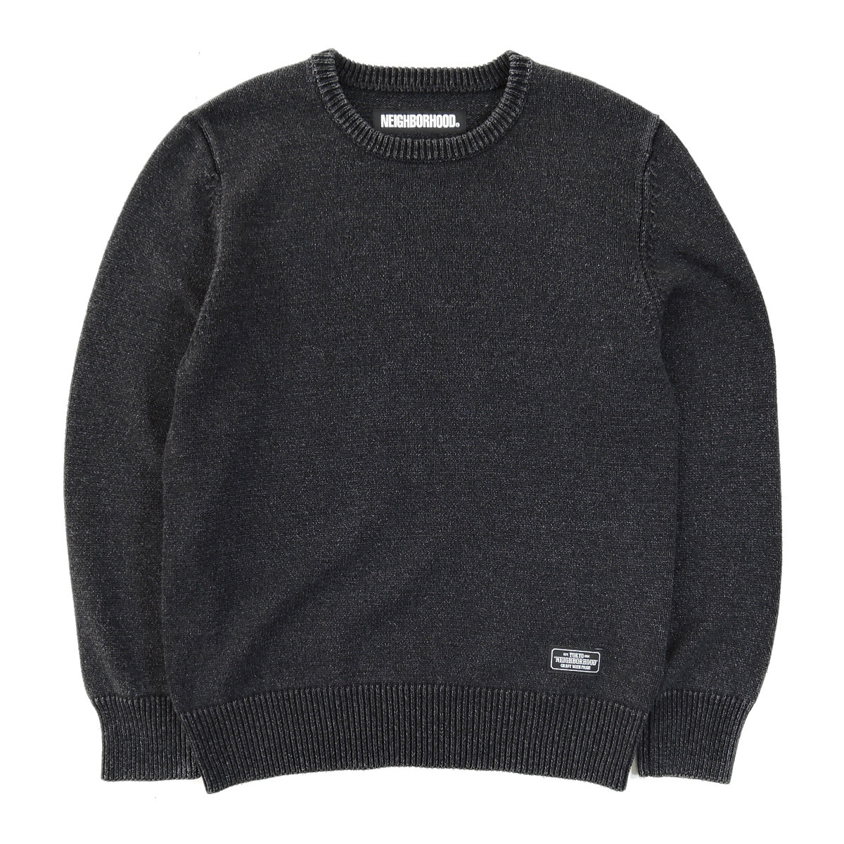 18aw NEIGHBORHOOD ID / C-CREW . LS 製品染め フィッシャーマン ニット L ブラック■2289
