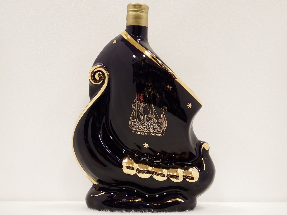 LARSEN/ラーセン/VIKING SHIP/バイキングシップ/青陶器ボトル/COGNAC