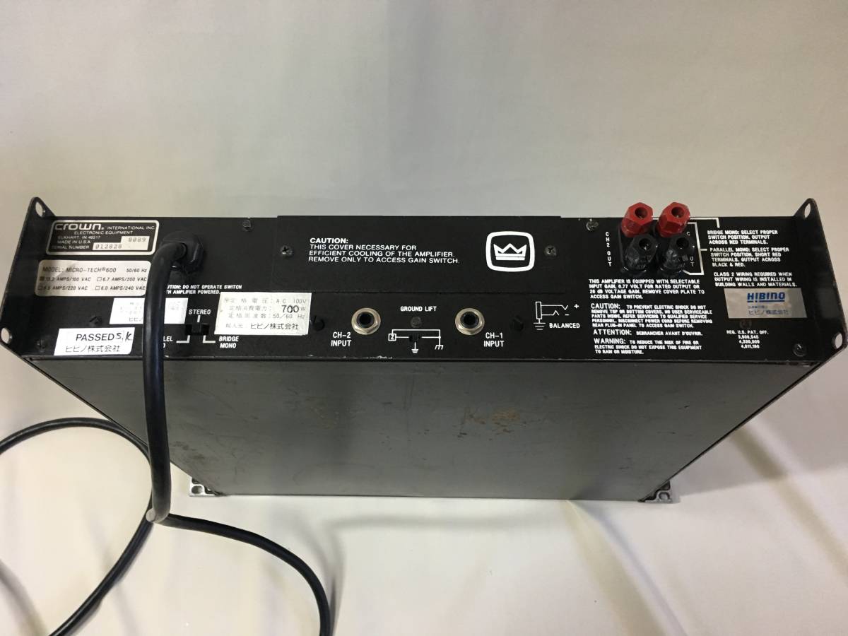 0 MICRO-TECH パワーアンプ AMCRON - アムクロン Crown Micro-Tech
