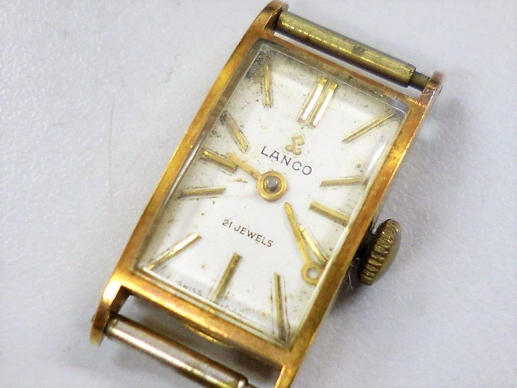 【アンティーク】スイス製 LANCO 18K 0.750 18金 金無垢ケース 21石 手巻き レディース 腕時計 総重量9.65g ケースのみ ジャンク_1
