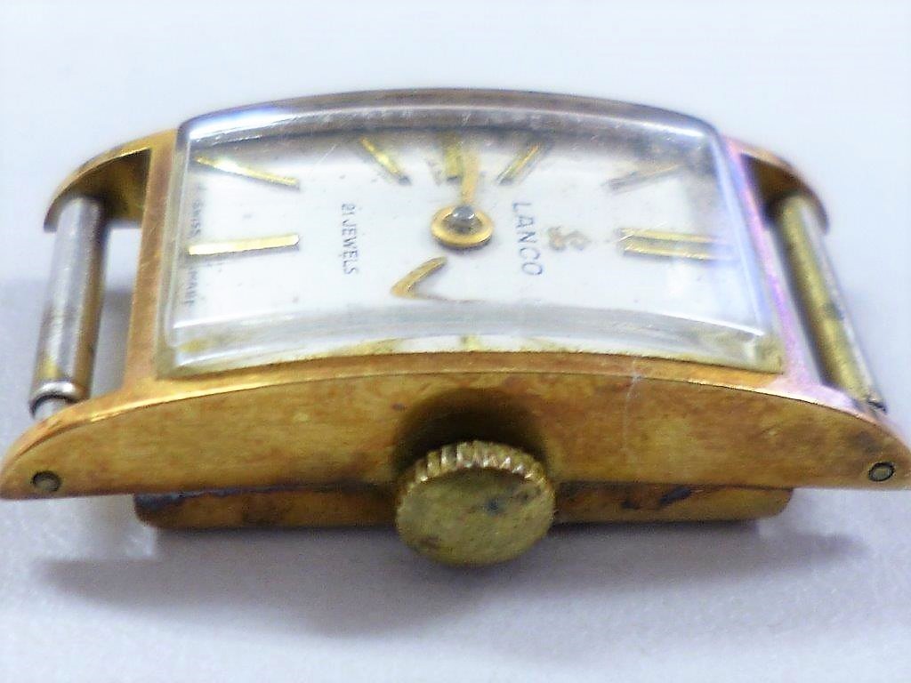 【アンティーク】スイス製 LANCO 18K 0.750 18金 金無垢ケース 21石 手巻き レディース 腕時計 総重量9.65g ケースのみ ジャンク_4