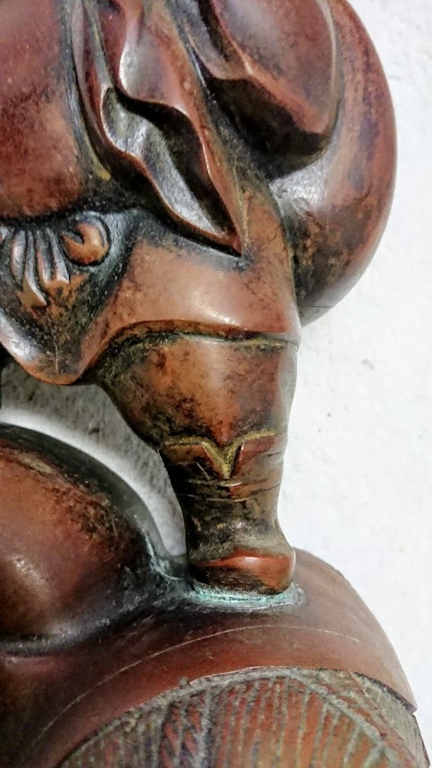 銅器:二俵大黒天置物 古い銅製七福神ブロンズ像 大黒天像・二俵大黒天像重量2.9kg☆縁起物