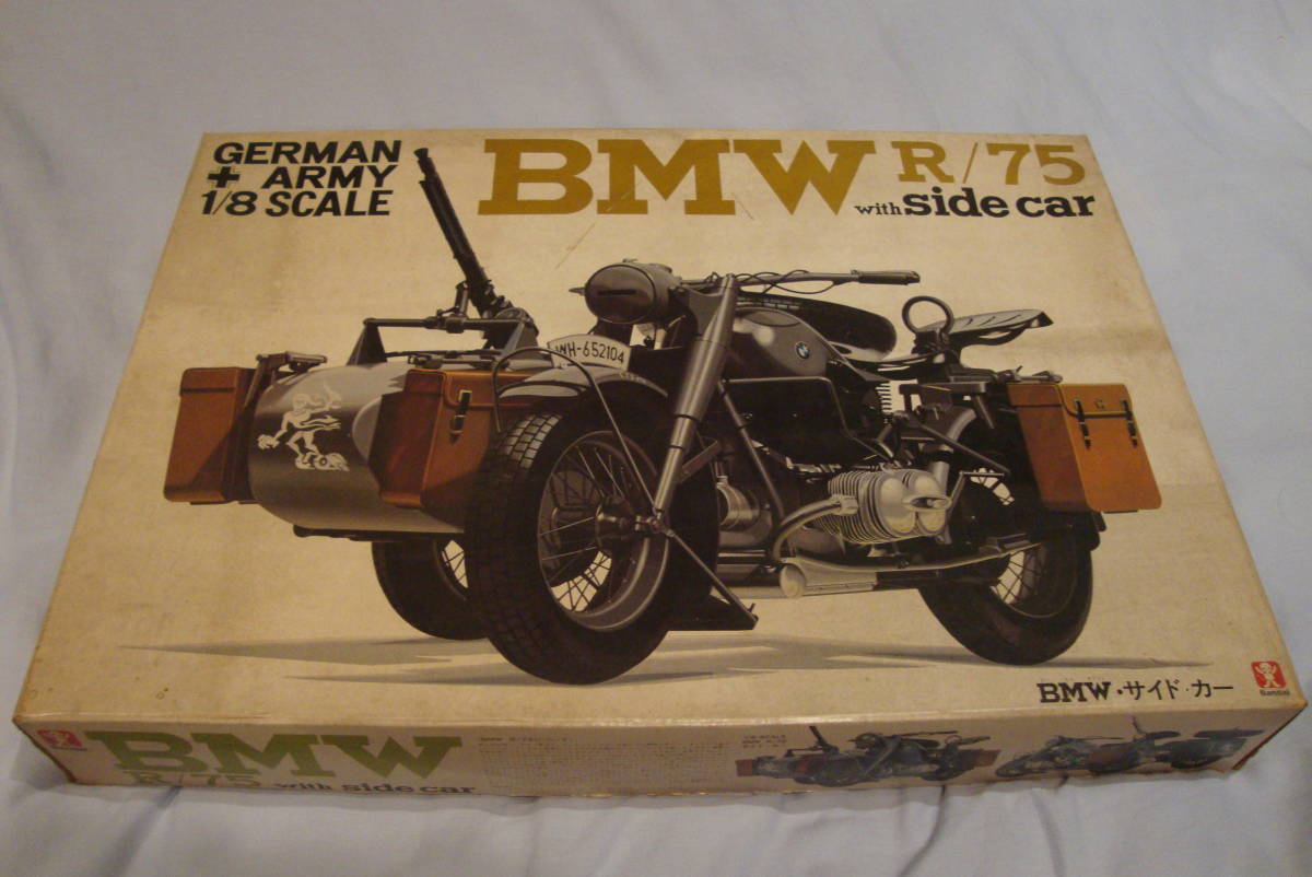 旧バンダイ 1/8 ドイツ軍用バイク BMW R75 with サイドカー R/75 絶版