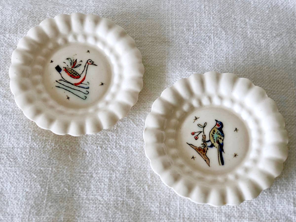 新品 未使用品 美品 高島大樹さん 鳥の絵 オランダ皿 2枚セット 豆皿