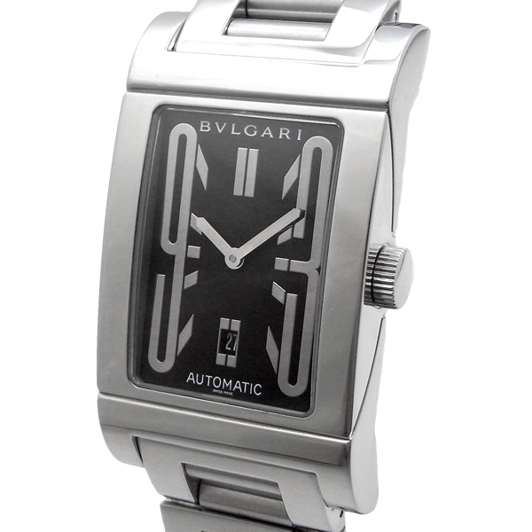 ブルガリ レッタンゴロ デイト 自動巻き 黒文字盤 RT45S BVLGARI
