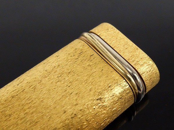 カルティエ Cartier ガスライター オーバル型 トリニティ オーバル ゴールド ローラー式 メンズ ☆外観美品☆ 喫煙具 スイス製 着火確認済み ブラウンマーブル模様 ゴールド20μ 高級ガスライ