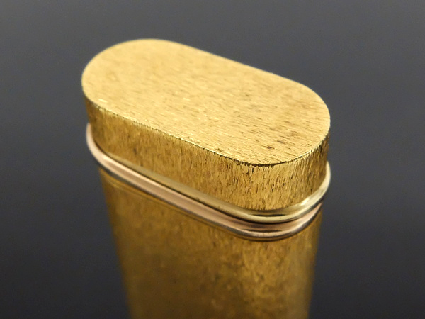 カルティエ Cartier ガスライター オーバル型 トリニティ オーバル ゴールド ローラー式 メンズ ☆外観美品☆ 喫煙具 スイス製 着火確認済み ブラウンマーブル模様 ゴールド20μ 高級ガスライ