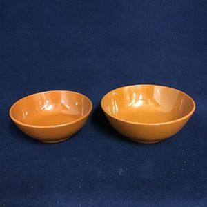 のスニーカー 珉平焼 橙色 オレンジ 鼈甲色 大小 大鉢 小鉢 民平焼