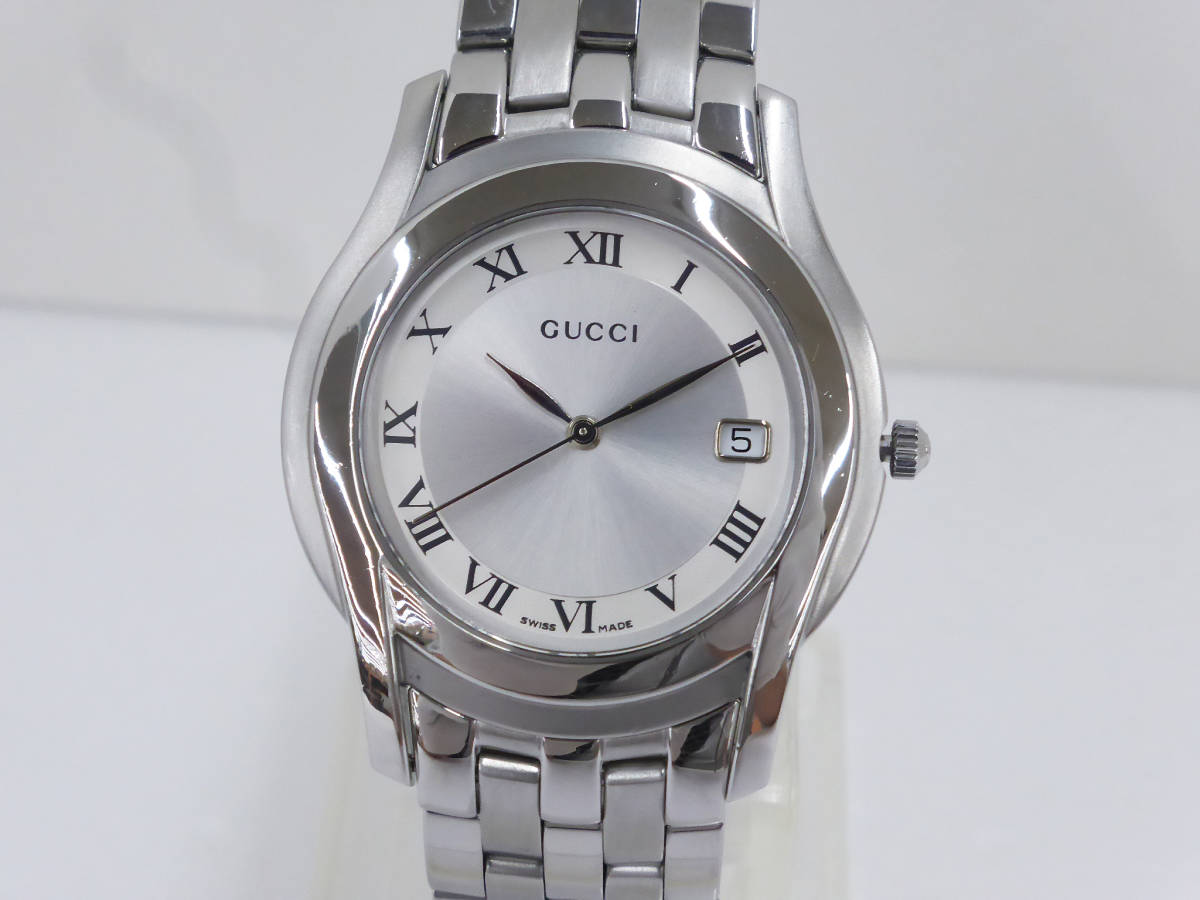 ☆1円～【訳あり】GUCCI/グッチ 5500M クォーツ メンズ腕時計 電池交換