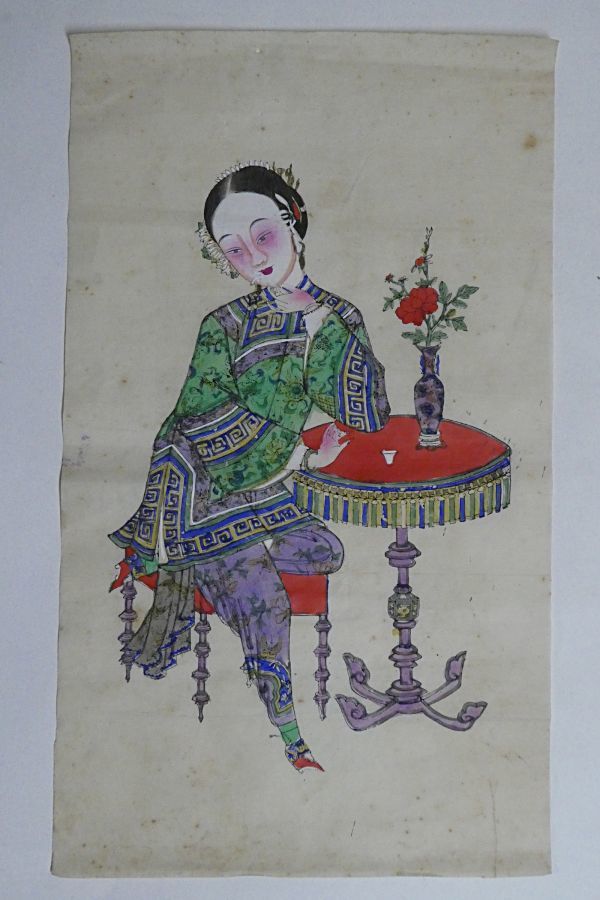 中国 蘇州版画 美人図 大判 木版画◇中国美術 民画 纏足 清朝期？