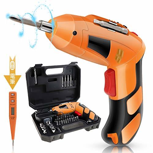 電動ドライバー セット 充電式 DIY コードレス 工具セット 電動ドリル ミニドライバー 正逆転切り替え LEDライト付き 日本