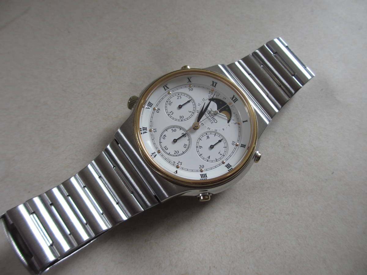 ムーンフェイズ セイコー クロノ 7A48 - SEIKO 7A48-7000 稼働・希少 