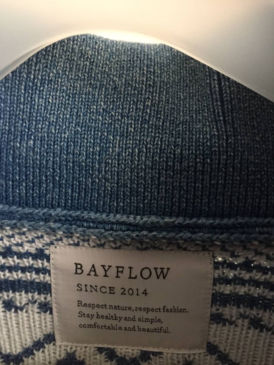 未使用 BAYFLOW ベイフロー ショールカラー ネイティブ インディゴ カーディガン サイズ2 BAYFLOW(ベイフロー) &frasl; BAYFLOW ショールカラーカーディガン ブルー S