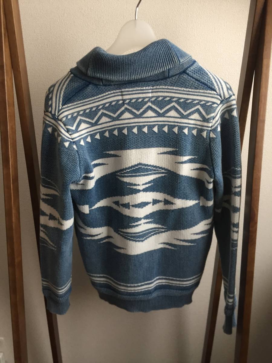 未使用 BAYFLOW ベイフロー ショールカラー ネイティブ インディゴ カーディガン サイズ2 BAYFLOW(ベイフロー) &frasl; BAYFLOW ショールカラーカーディガン ブルー S