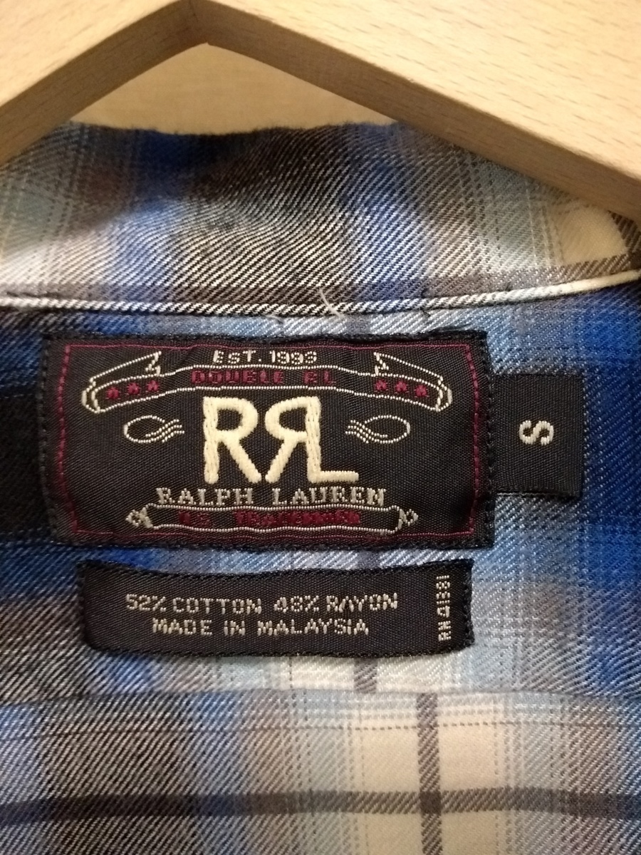 激レア 90s RRL 三ツ星タグ Sサイズ オンブレ チェックシャツ シャドー 