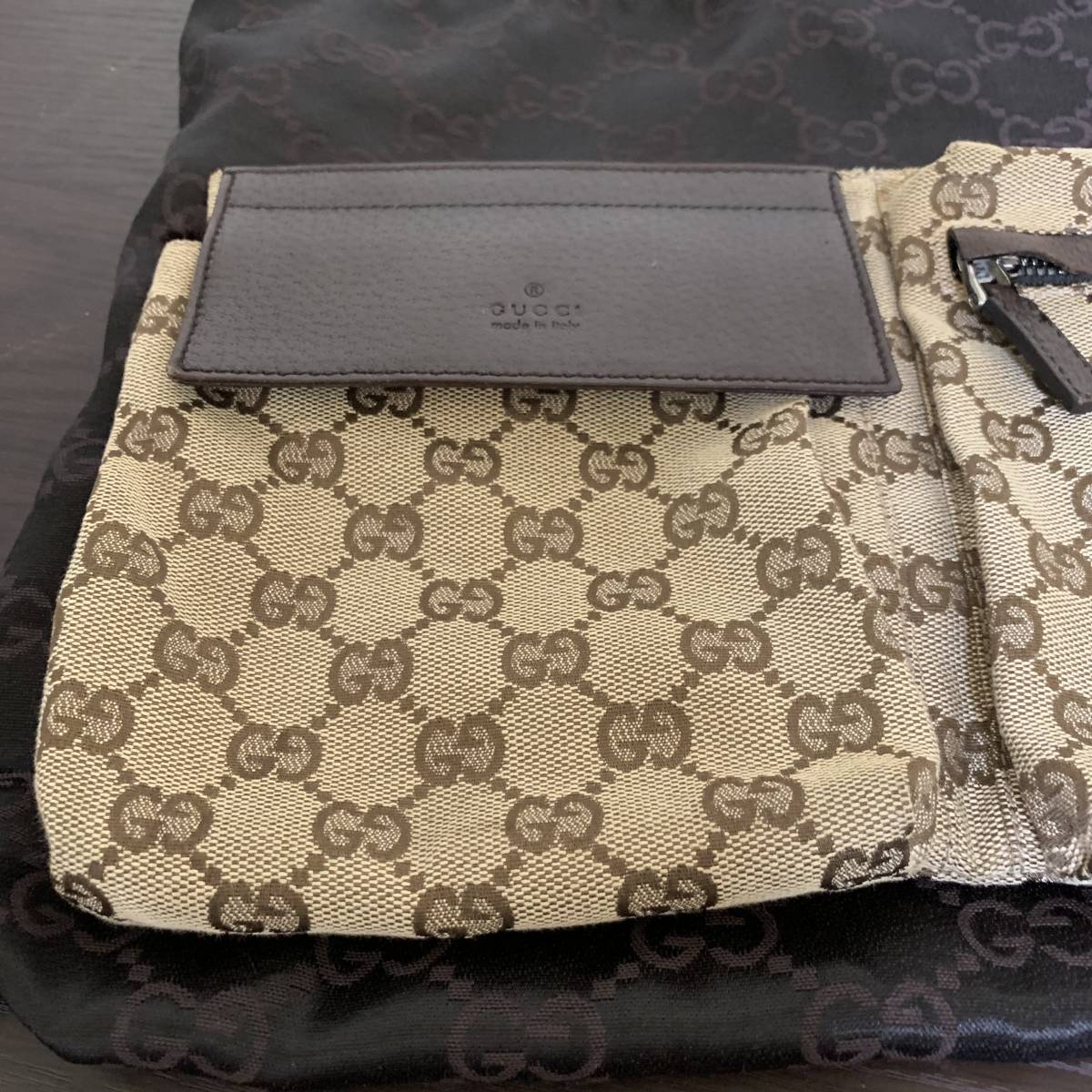 返品・交換 無期限保証で グッチ GGキャンバス ウエストポーチ ボディ 