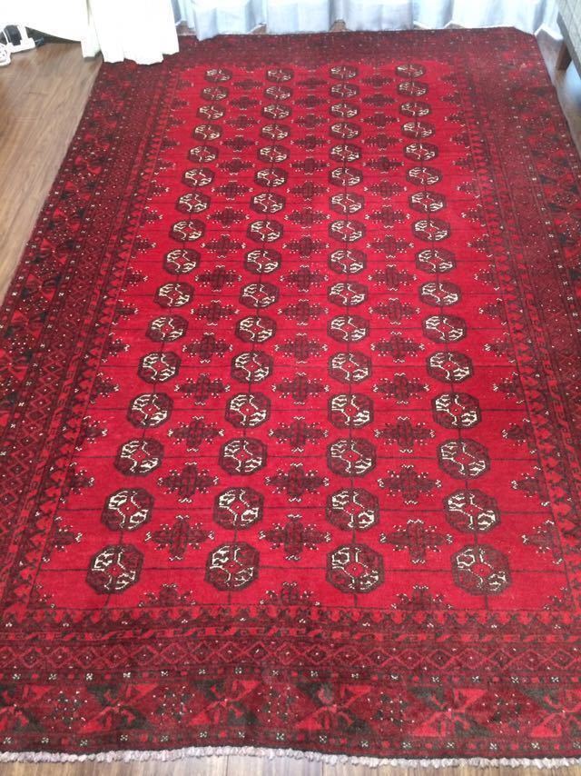 ⚫︎Vintage rug⚫︎114cm×47cm　トルクメン絨毯　アフガン トルクメン柄 アフガンカーペット 大判 【公式通販】