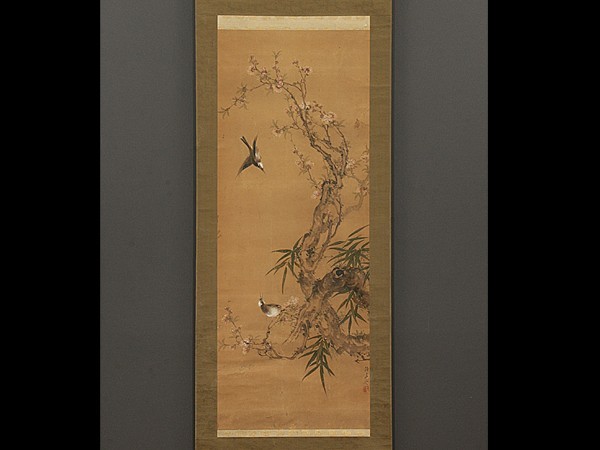 模写】□□掛軸 在銘 時代古画 花鳥図 肉筆 合せ箱□□