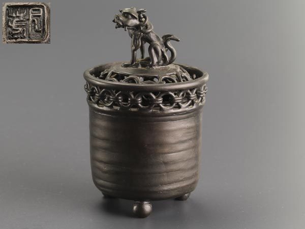高岡銅器 香炉 | 玉獅子 | 銅 | 喜泉堂 【流】古美術品