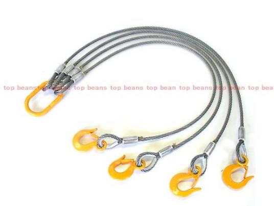 ★ キトー製品使用 JIS規格12mm(4分)×4m ４点吊 使用3ton 玉掛ワイヤーロープ クレーン作業等にも！！新品未使用