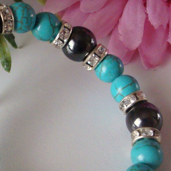 ◆◆天然石◆ヘマタイト&ターコイズ◆ブレス S_2