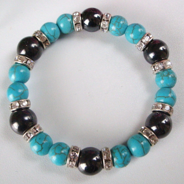 ◆◆天然石◆ヘマタイト&ターコイズ◆ブレス S_3