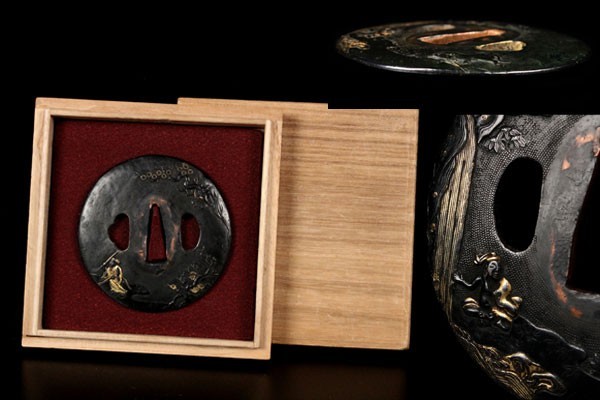 【安い，最新作】 喜 大名品 赤銅丸型 人物金象嵌鍔 武具 箱入 刀装具 100980(鍔、刀装具)｜売買されたオークション情報、yahooの商品情報をアーカイブ公開 - オークファン 鍔、刀装具