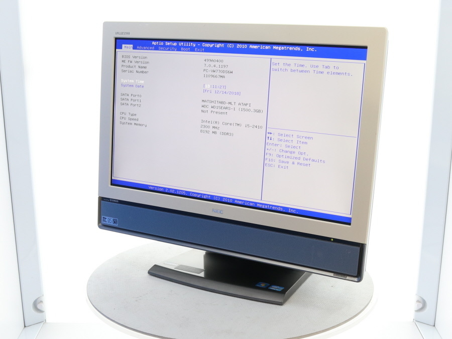 NEC PC-VW770DS6W VALUESTAR VW770/D Core i5 2410M 2.30GHz 8GB 1.5TB