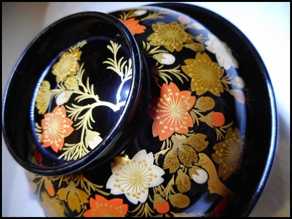 吸物椀 輪島塗 共箱 10客 流能登輪島塗 - 黒塗蒔絵 十人揃