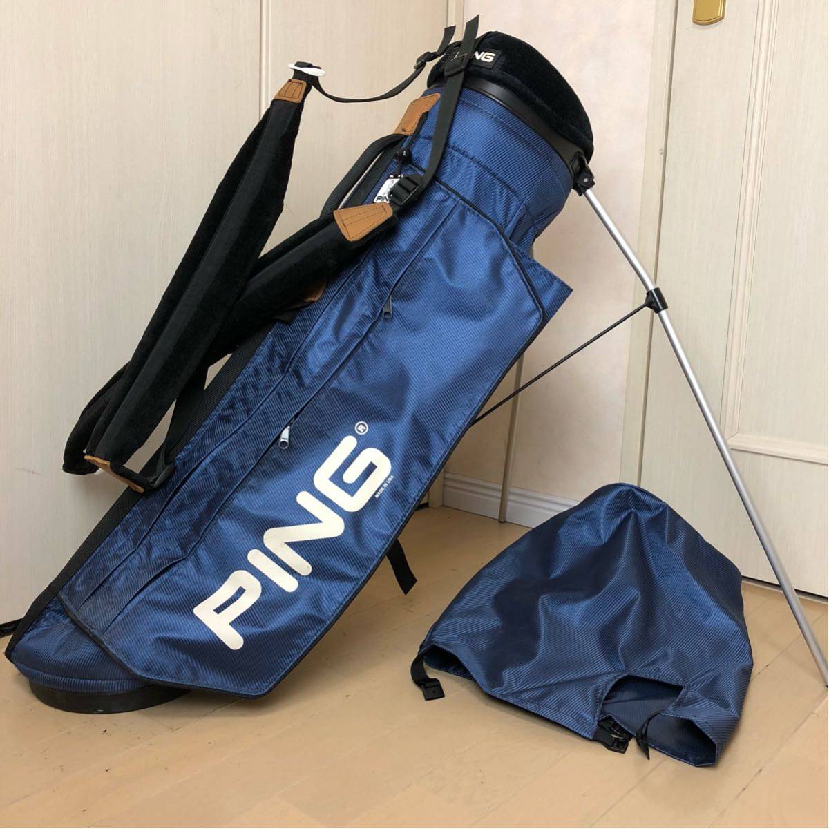 PING ピン スタンド式 キャディーバッグ スタンドバック ネイビー 中古 