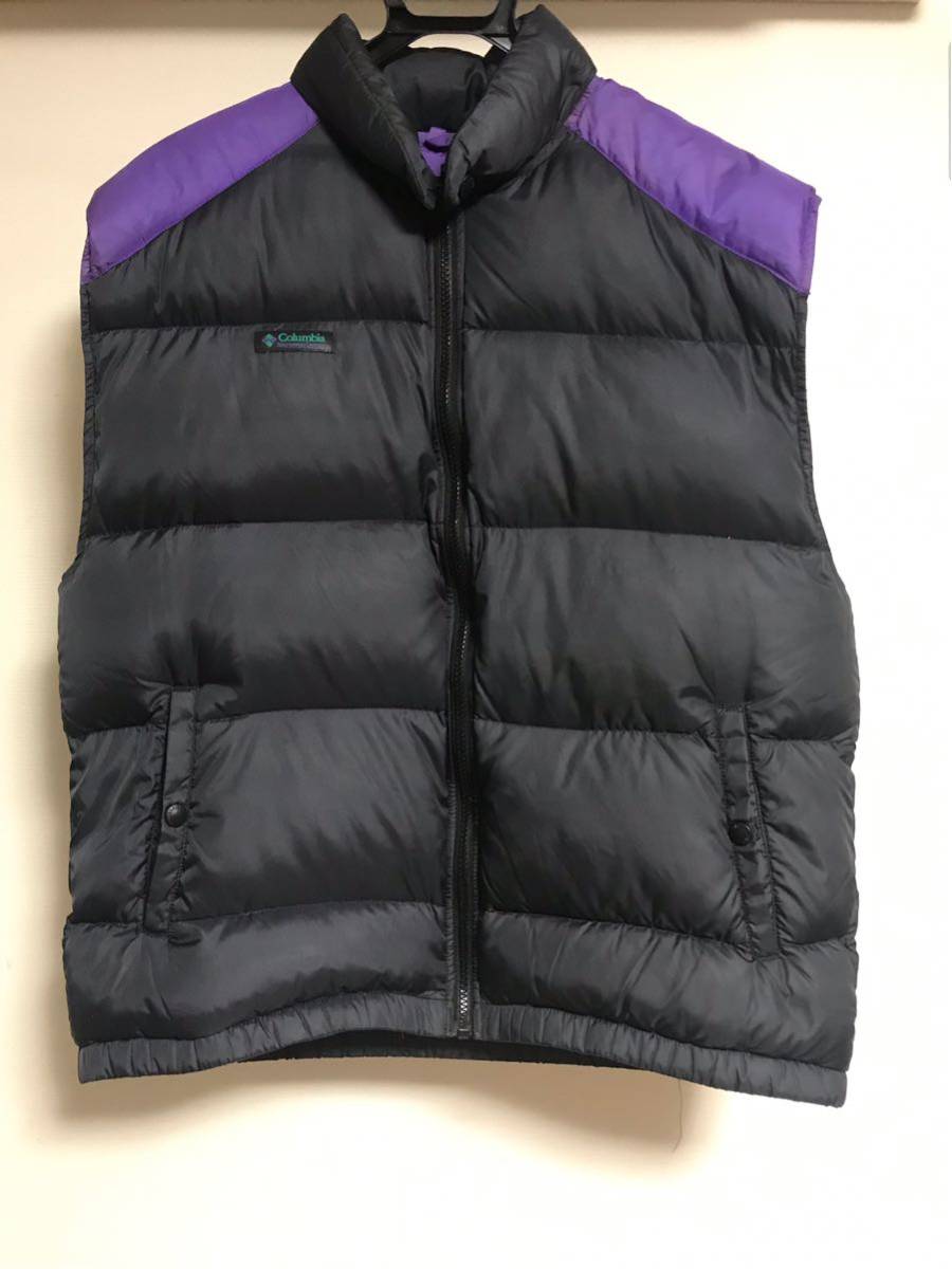 ■コロンビア★黒*紫★ダウンZIPベスト■M_1