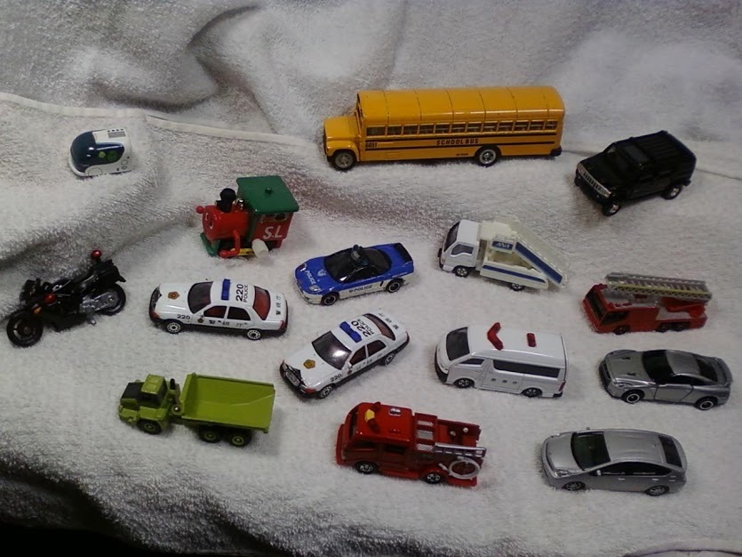 中古 ミニカー ジャンク品 トミカ＆他メーカー パトカー 消防車など１５個セット_1