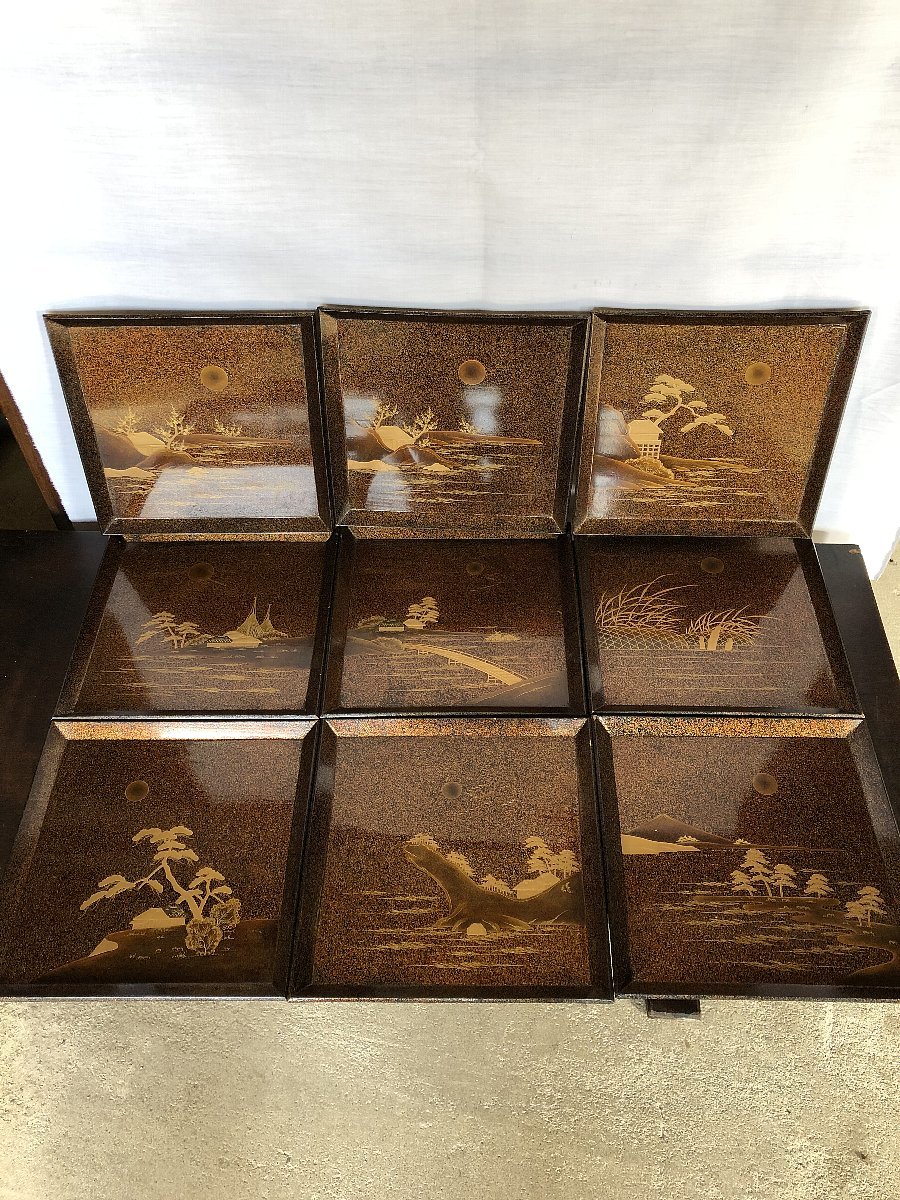 茶道具 黒塗 孔雀金蒔絵 螺鈿細工 梨地 梨子地 香盒 香合 布 元箱 / 香